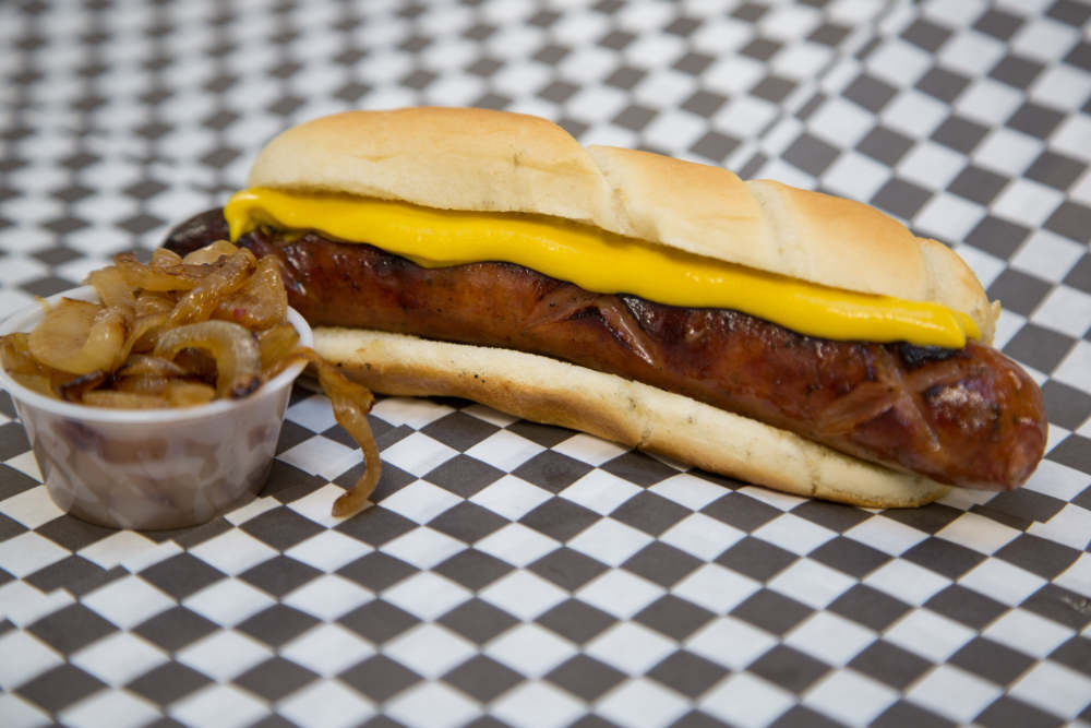 BIG ANGES: "Maxwell St." Polish with Grilled Onions and mustard-
